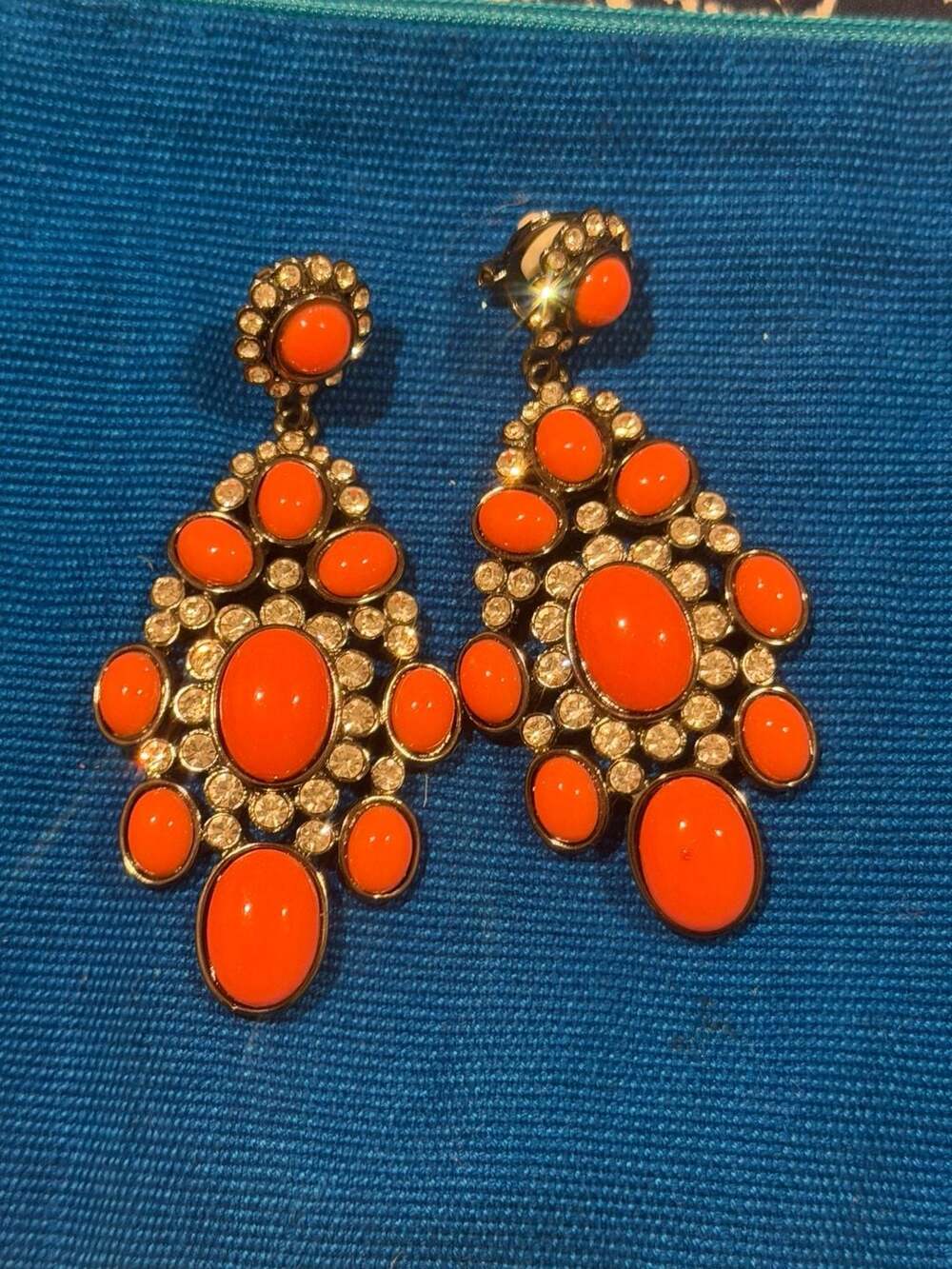 Kenneth Jay Lane Gold Tone Coral Chandelier Clip-On Earrings